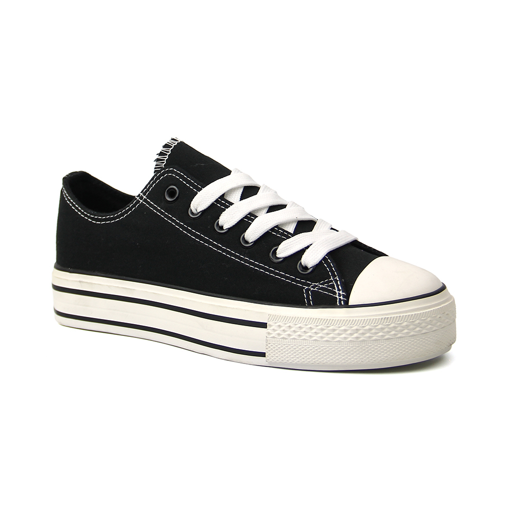 wholesale fashion stylish ladies canvas vulcanized shoes with custom printing