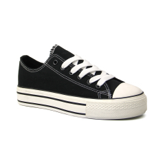 wholesale fashion stylish ladies canvas vulcanized shoes with custom printing