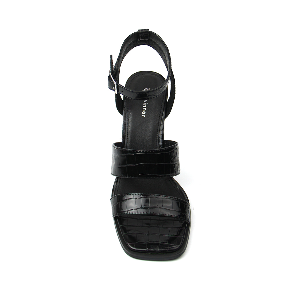 New Products Manifold Women Black Slip on Heels Sandals