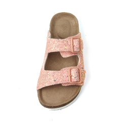 cheap fashion pink shinny glitter flat beach wedge casual kids sandals slippers shoes for girls