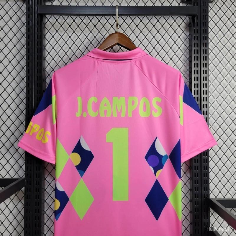 Retro 1992-93 Mexico Goalkeeper CAMPOS 1 Home Pink Football jersey retro