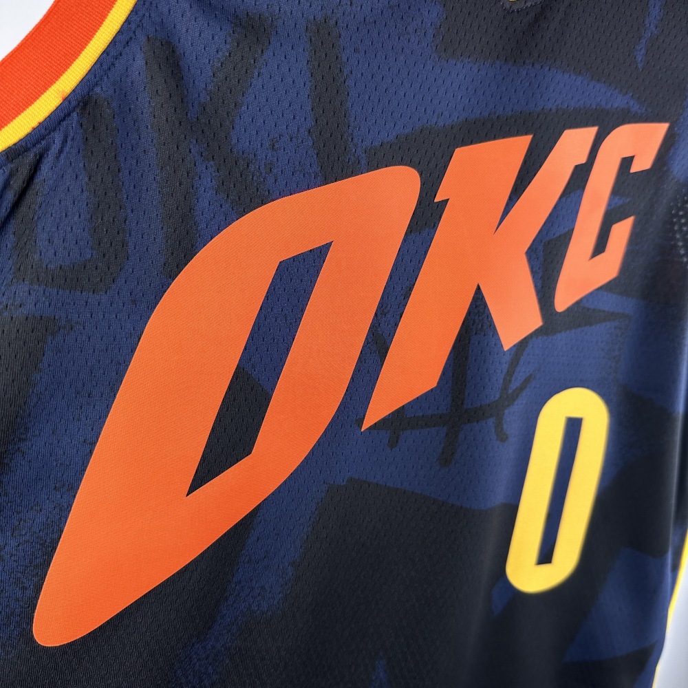 2024 NBA Oklahoma City Thunder 0 Westbrook Basketball Jersey