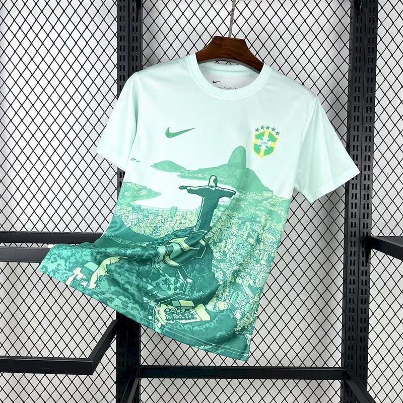 2025-26 Brazil season green and white Football jersey