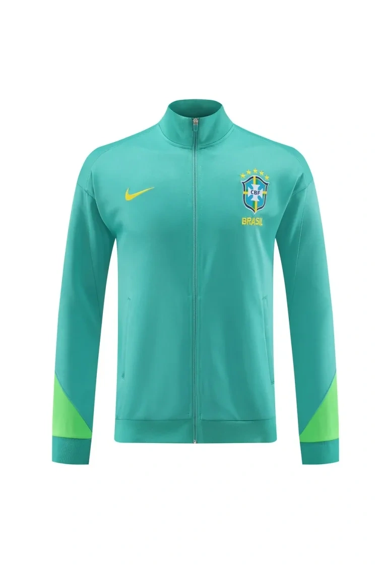 2023-2024 Brazil long zipper jacket blue football jersey set