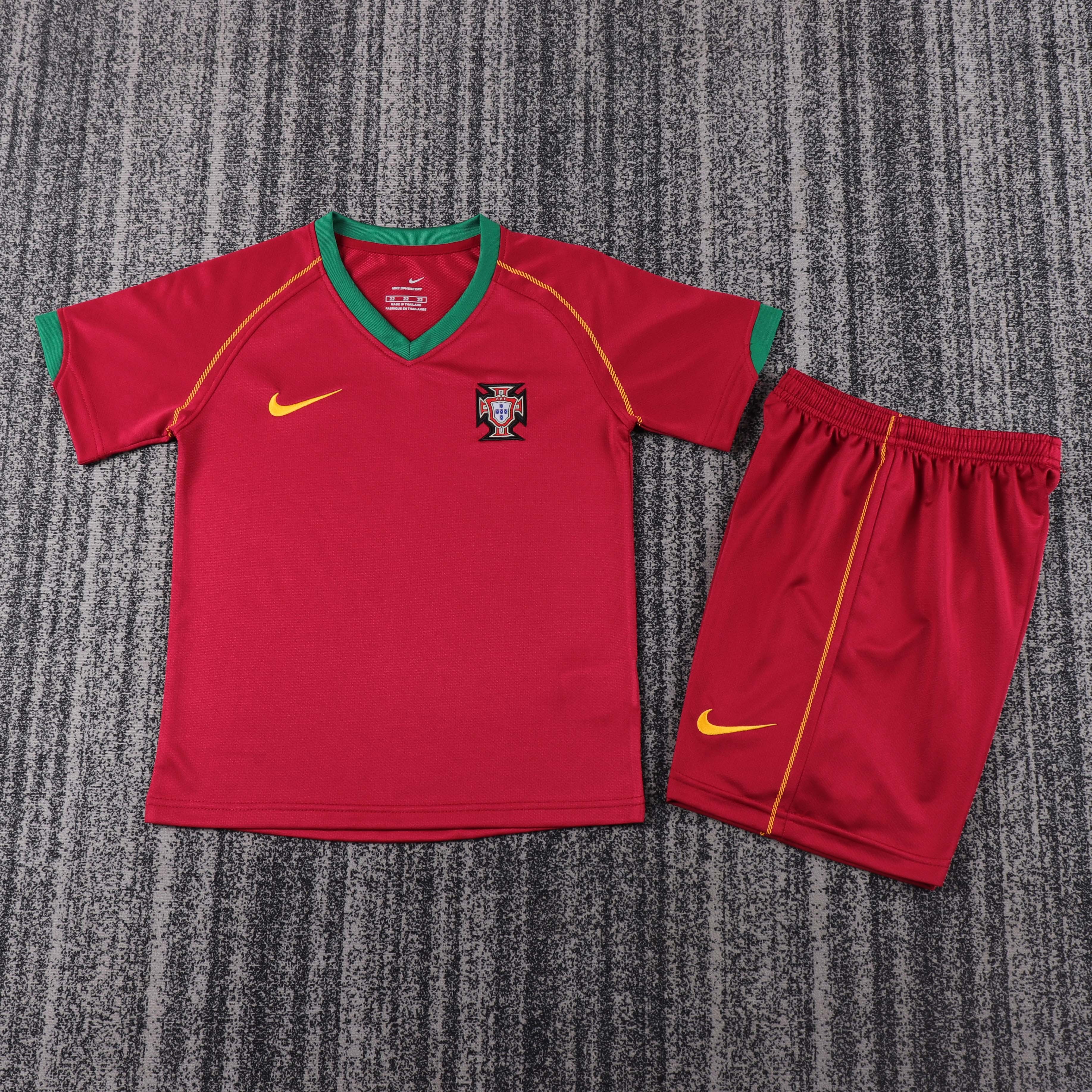 Retro Kids 2006 Kids Portugal Home football jersey