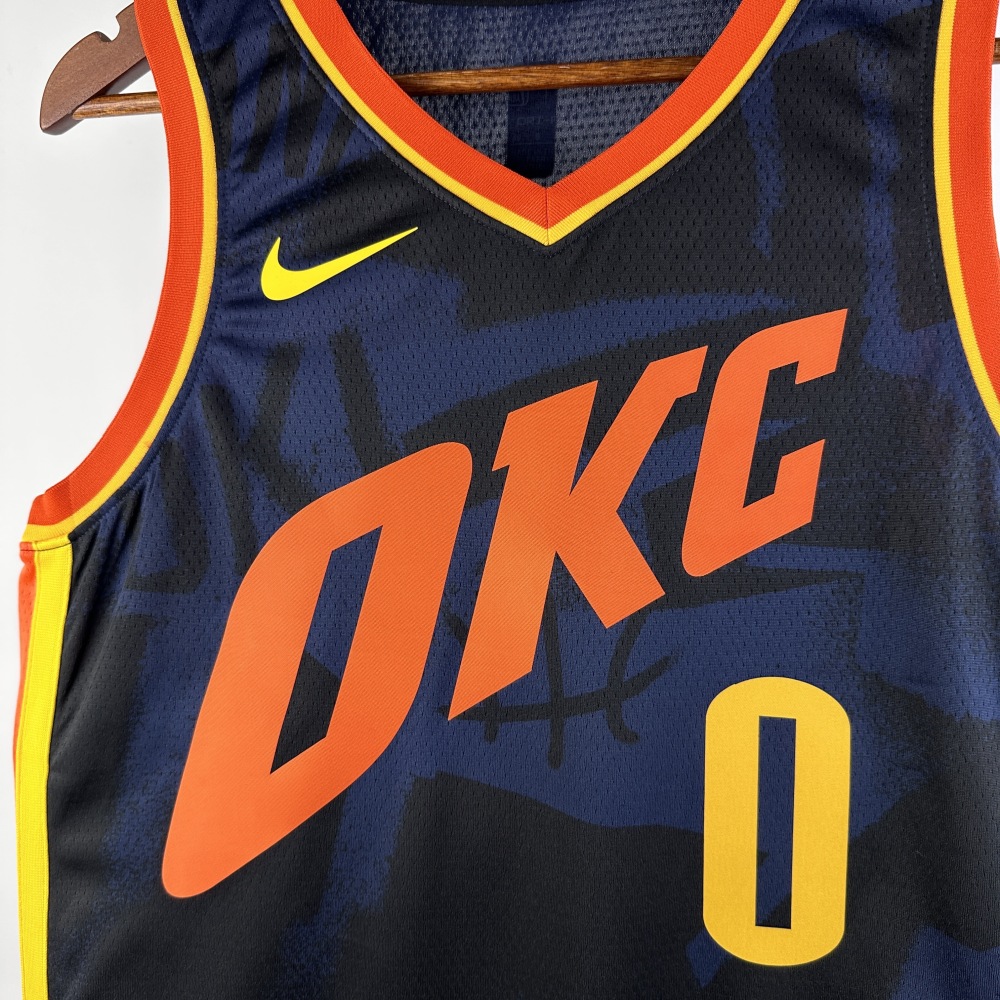 2024 NBA Oklahoma City Thunder 0 Westbrook Basketball Jersey