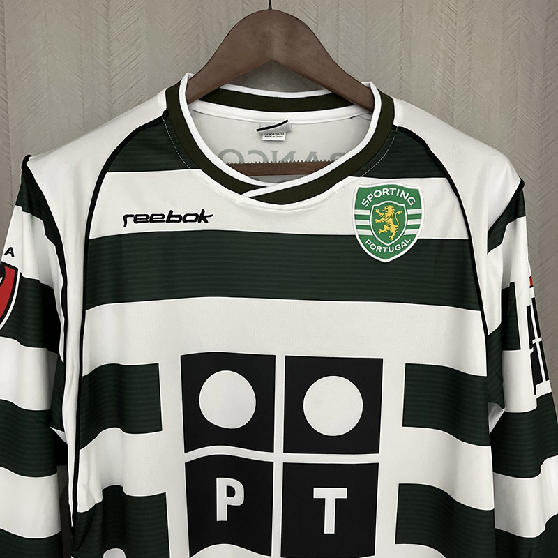 2001-03 Retro Long Sleeve Sporting Lisbon Home Football Shirt 1:1 Thai Quality