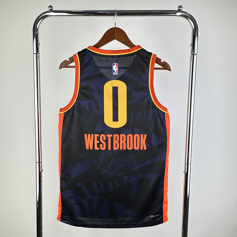 2024 NBA Oklahoma City Thunder 0 Westbrook Basketball Jersey