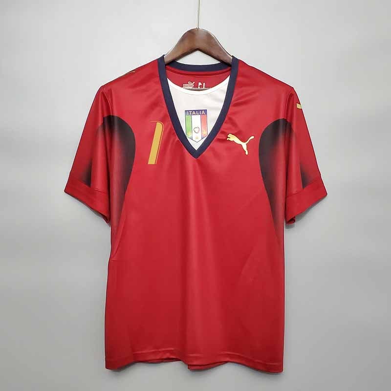 Retro 2006 Italy Red BUFFON  Football jersey retro