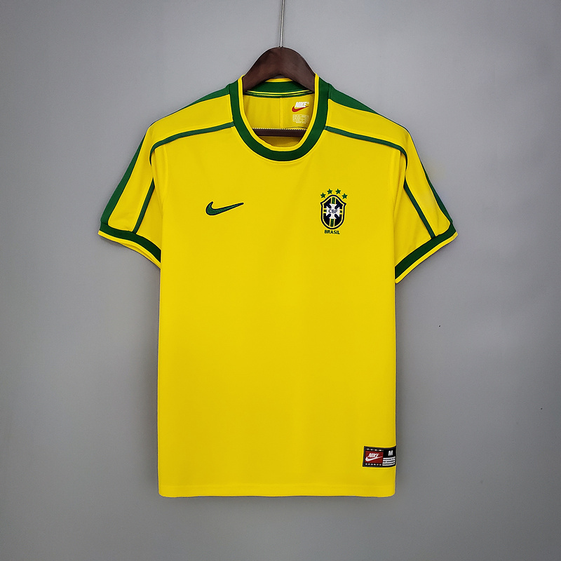Retro Brazil 1998 home RONALDO R.CARLOS ROMARIO RIVALDO Football jersey retro