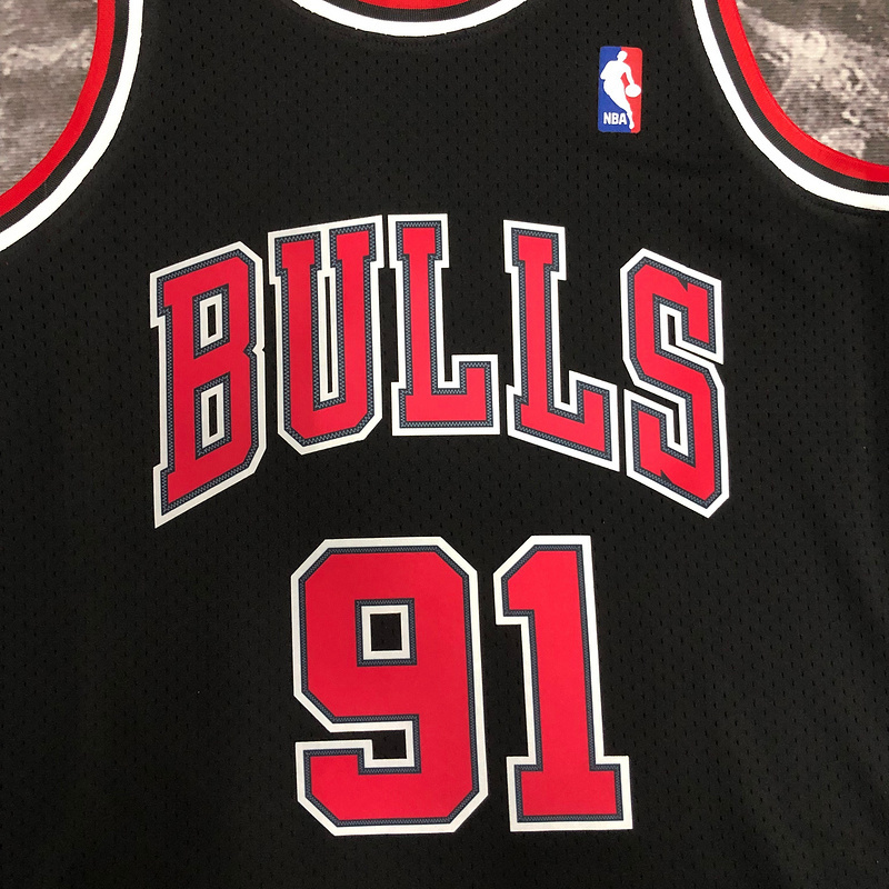 1997-98 NBA Chicago Bulls 91 RODMAN Black Basketball Jersey