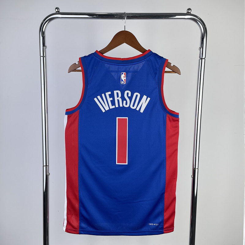 2023 NBA Detroit Pistons 1 IVERSON Basketball Jersey