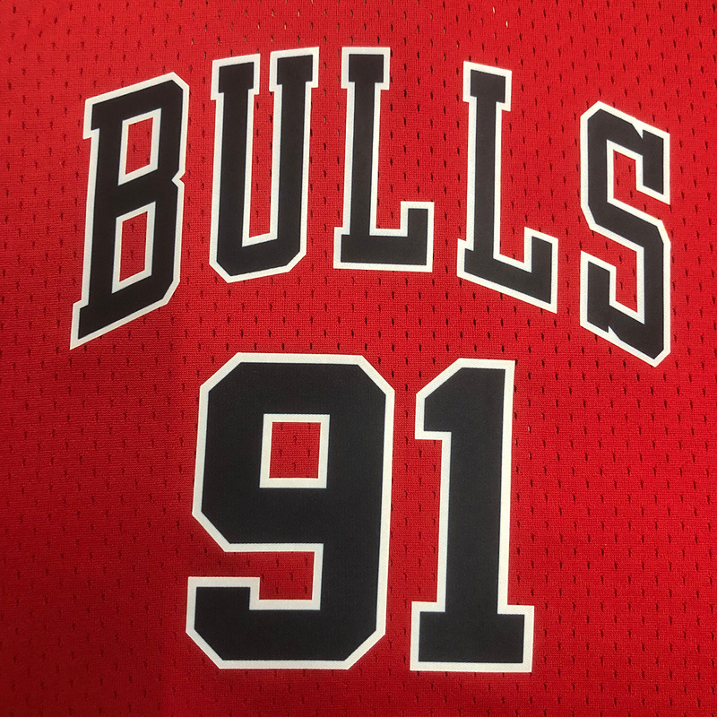 1997-98 NBA Chicago Bulls Woman 91 RODMAN Red Basketball Jersey