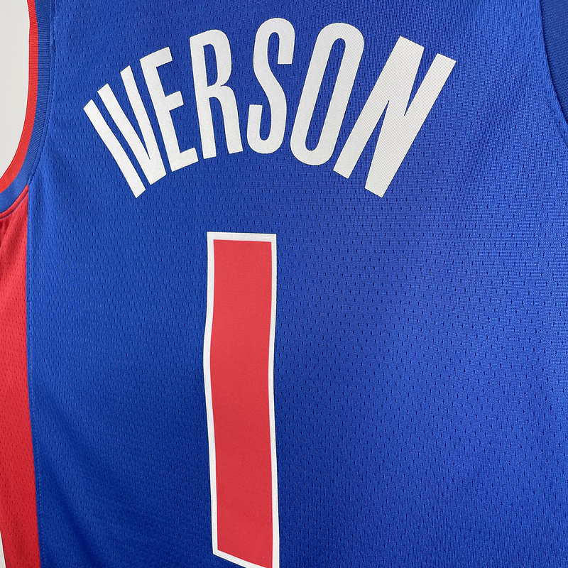 2023 NBA Detroit Pistons 1 IVERSON Basketball Jersey