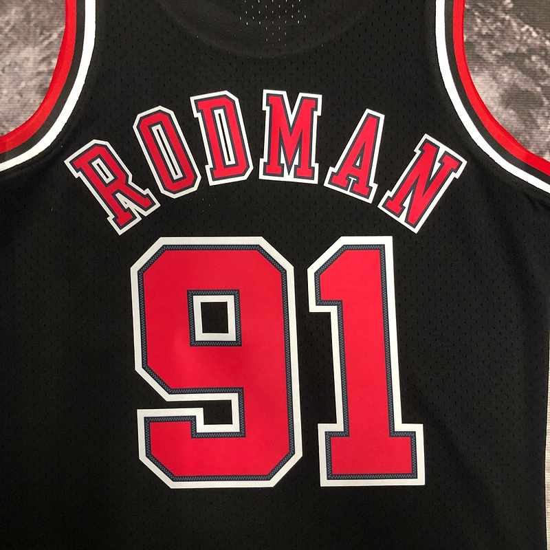 1997-98 NBA Chicago Bulls 91 RODMAN Black Basketball Jersey