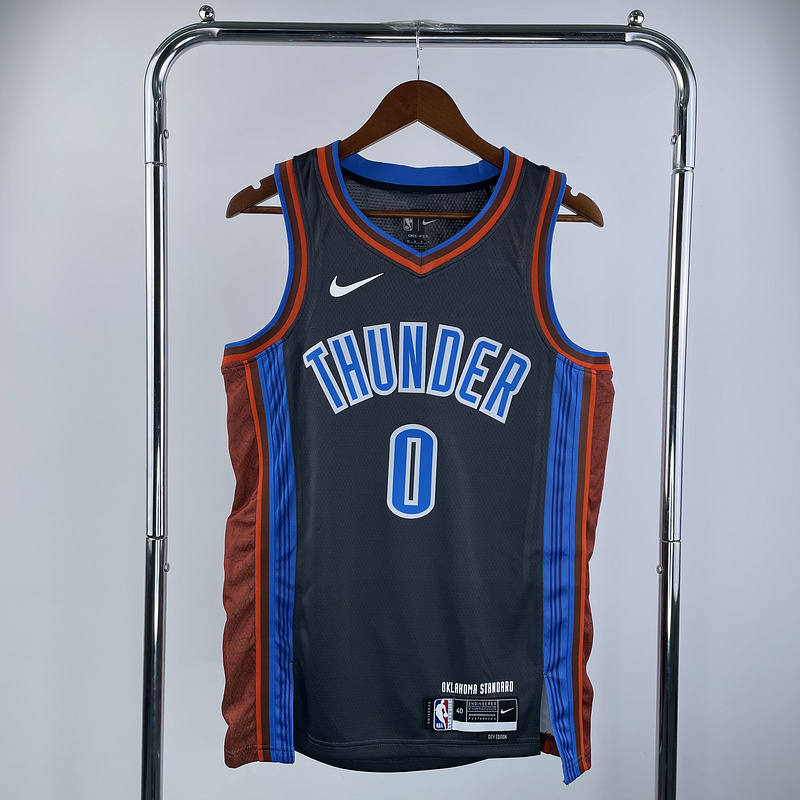 2023 NBA Oklahoma City Thunder 0 Westbrook Basketball Jersey