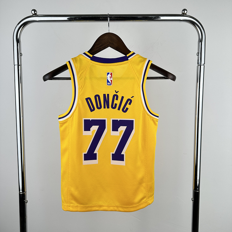 Kids 2023 NBA Lakers 77 DONCIC Basketball Jersey