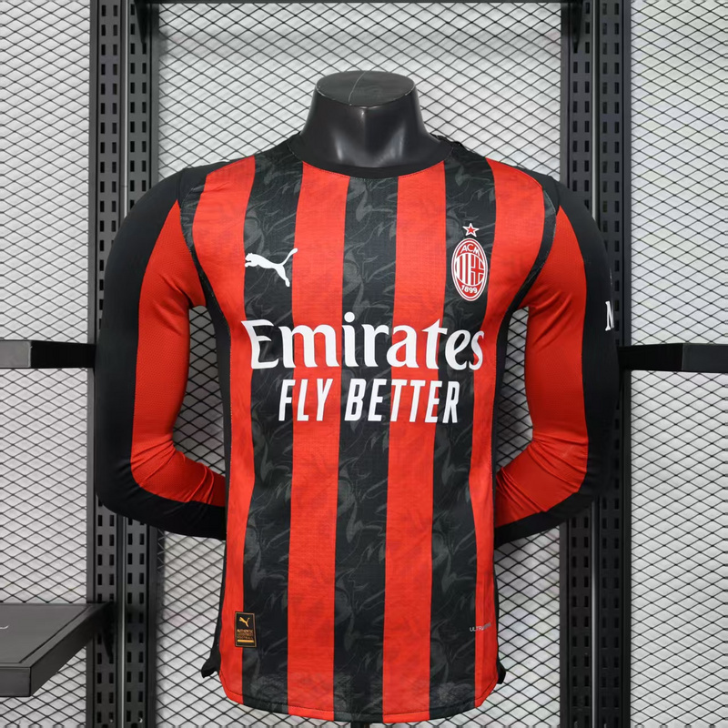 Player 2025-26 Ac Milan Home Long Sleev Football jersey