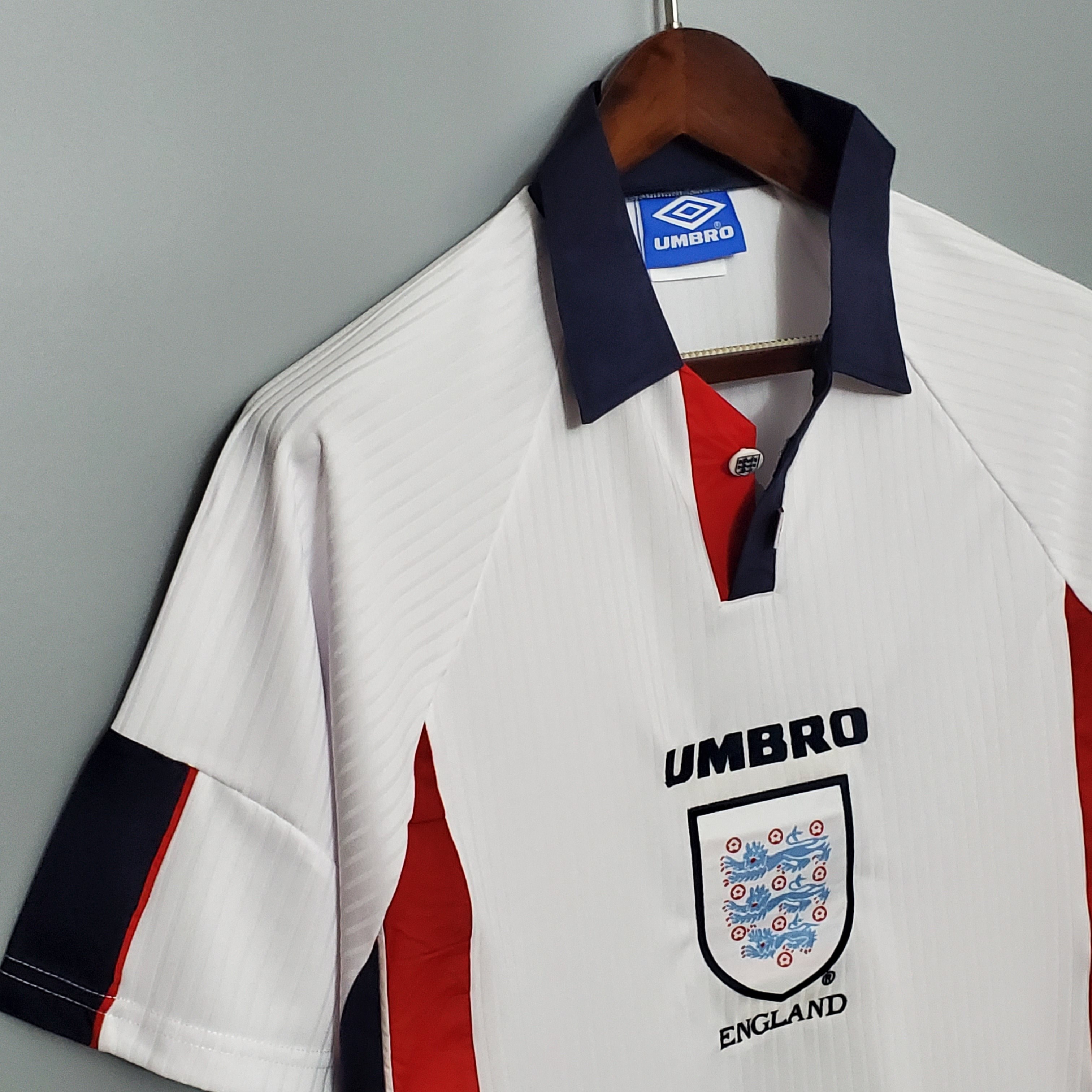 Retro 1998 England home Sheringham Beckham Shearer Football jersey retro