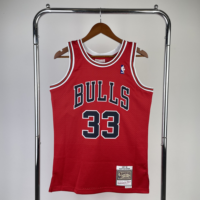 1997-98 NBA Chicago Bulls 33 PIPPEN Red Basketball Jersey