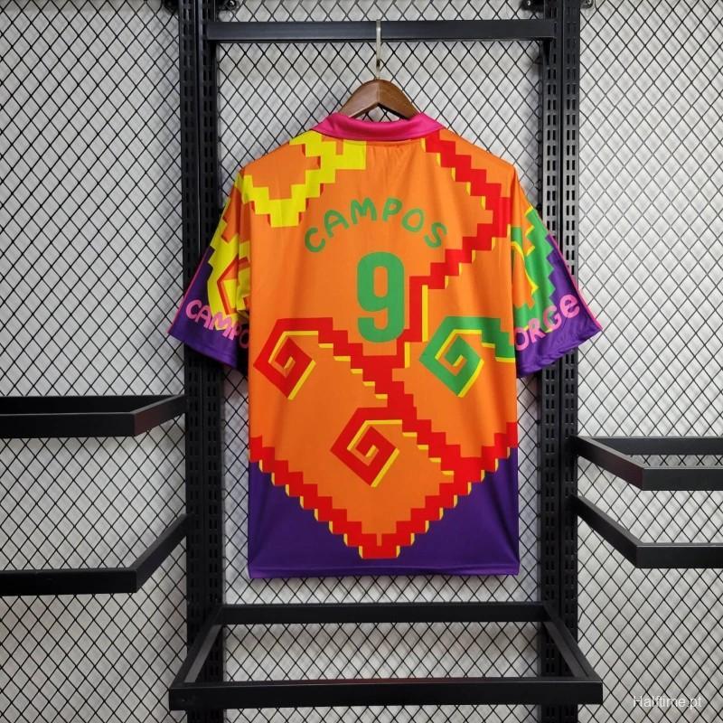 Retro 1995 Mexico CAMPOS 9 Home Orange Football jersey retro