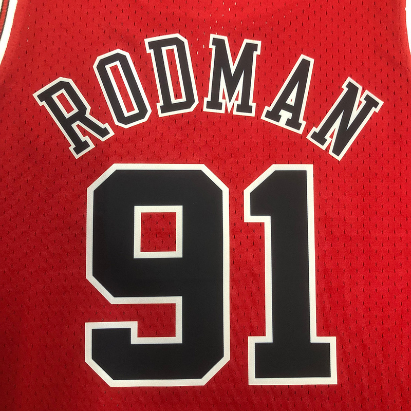 1997-98 NBA Chicago Bulls Woman 91 RODMAN Red Basketball Jersey