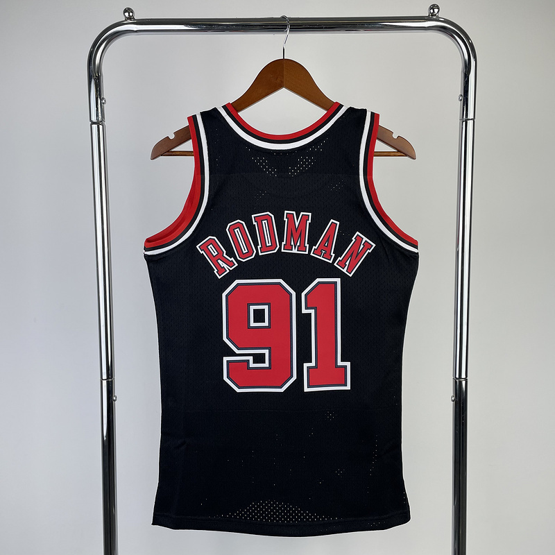 1997-98 NBA Chicago Bulls 91 RODMAN Black Basketball Jersey