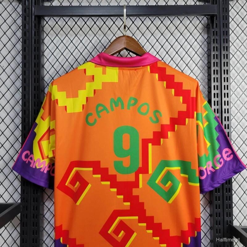 Retro 1995 Mexico CAMPOS 9 Home Orange Football jersey retro