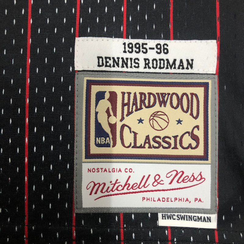 1995-96 NBA Chicago Bulls 91 RODMAN Black Basketball Jersey
