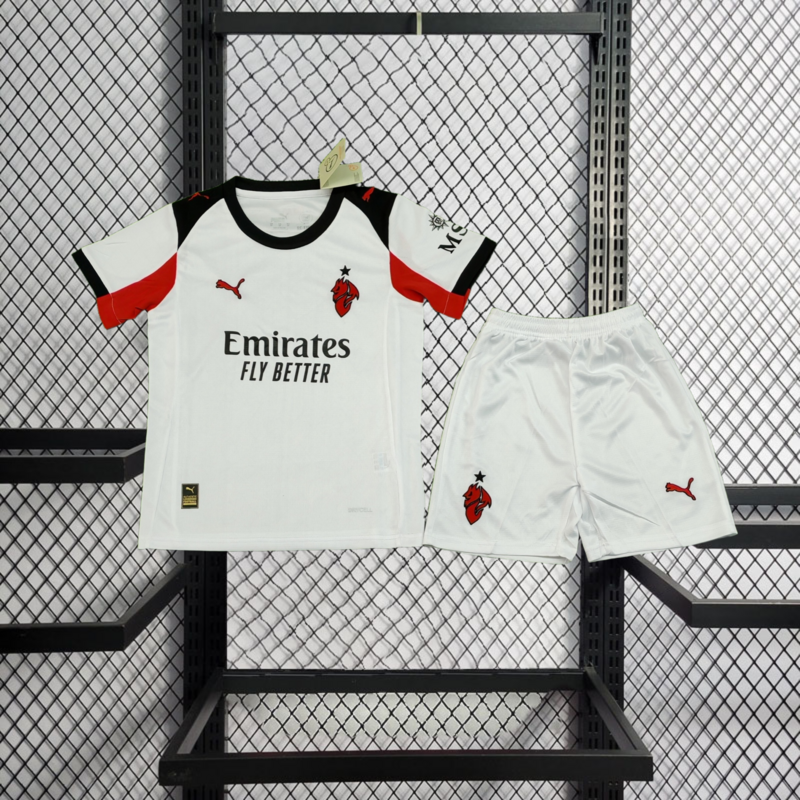 2025-26 AC Milan White Away Kids Football jersey