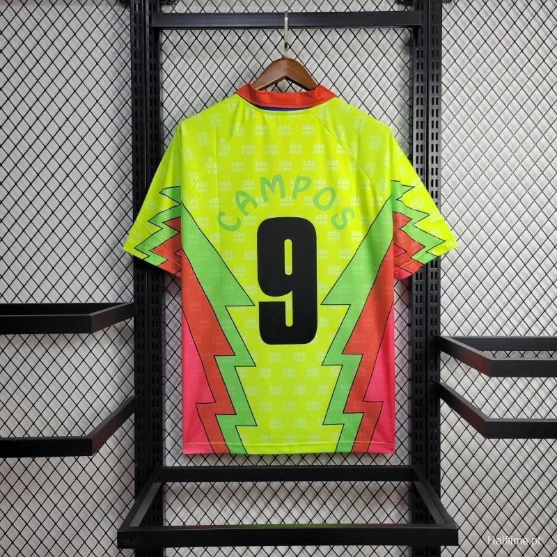 Retro 1995 Mexico CAMPOS 9 Home Yellow Football jersey Retro