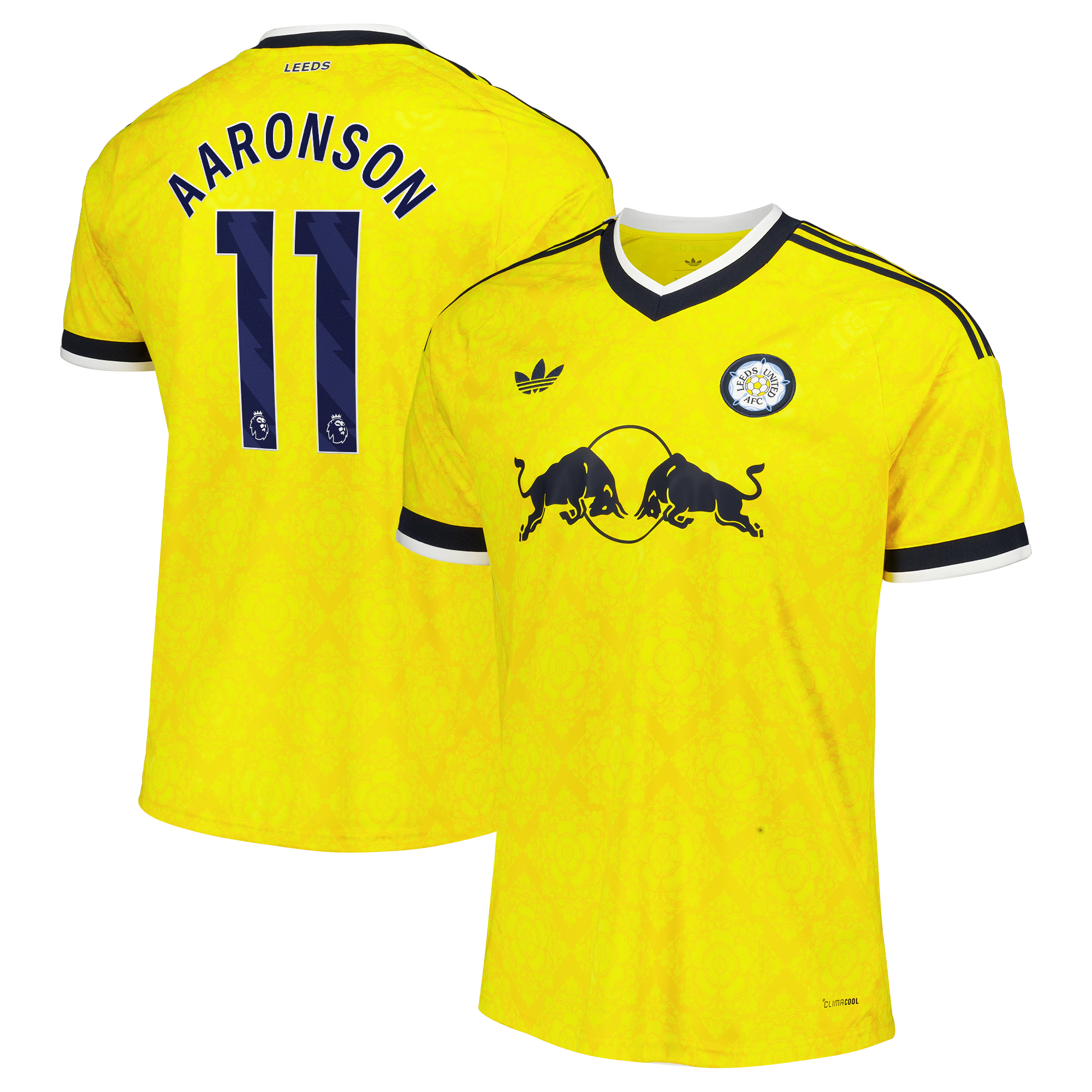 Leeds United adidas Away Shirt 2026-27 with Aaronson 11 printing
