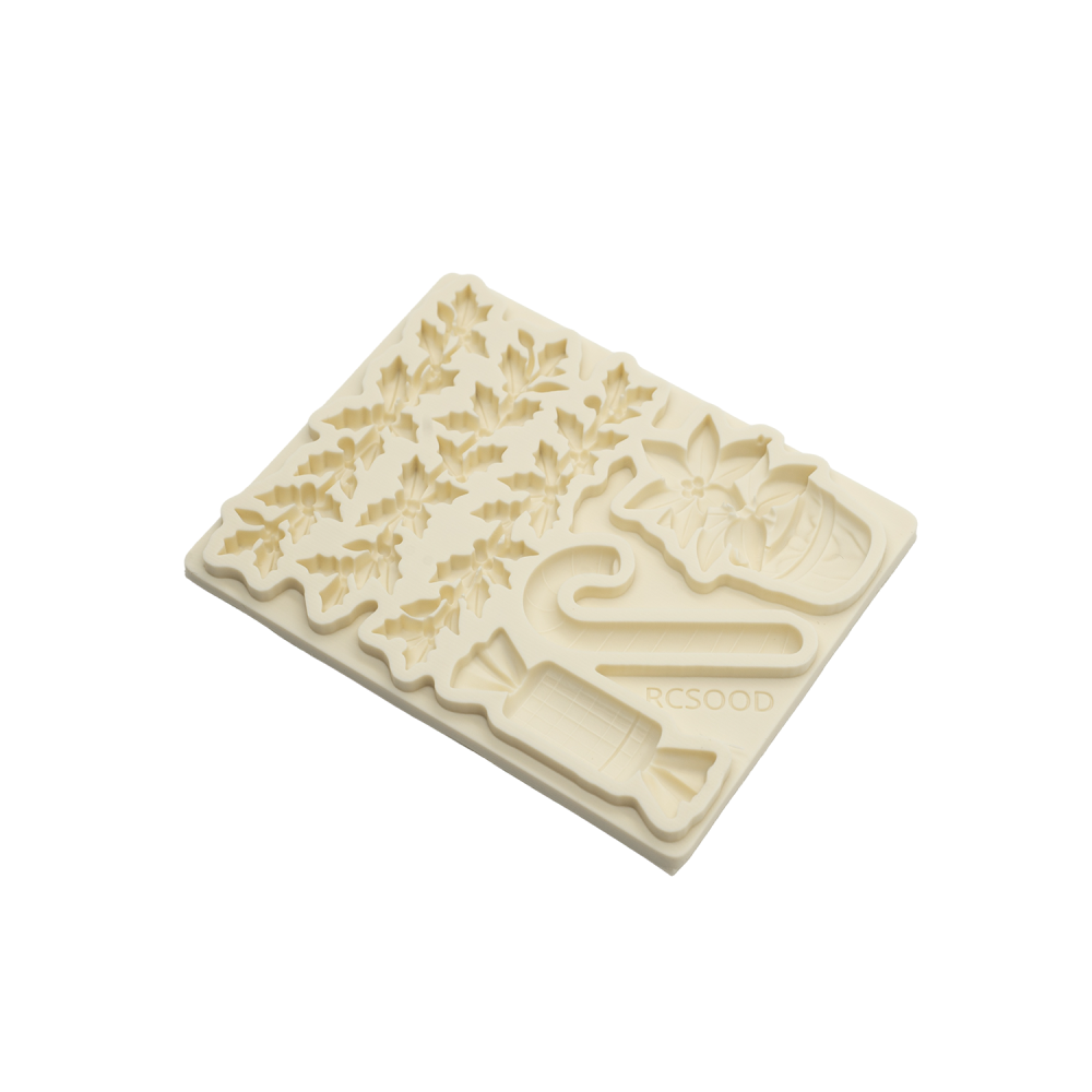 Clay Gypsum Wall Decoration Silicone Mold, Christmas Embossed Soft Candy Cake Decor Tool, Sugar Craft Molding Baking Tool