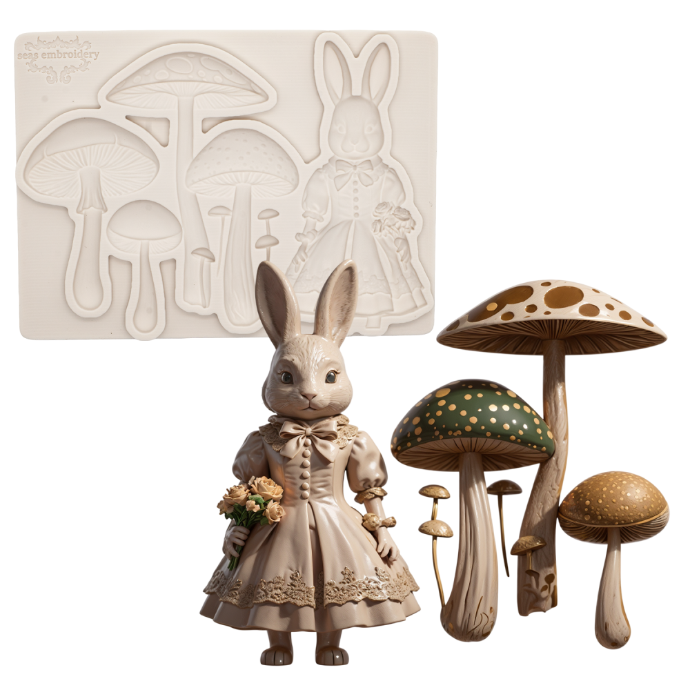 Mushroom Resin Casting Mold, Rabbit Resin Liquid Molds, Silicone Clay Beginner Mold, Simple Shape, Perfect for Craft Enthusiasts