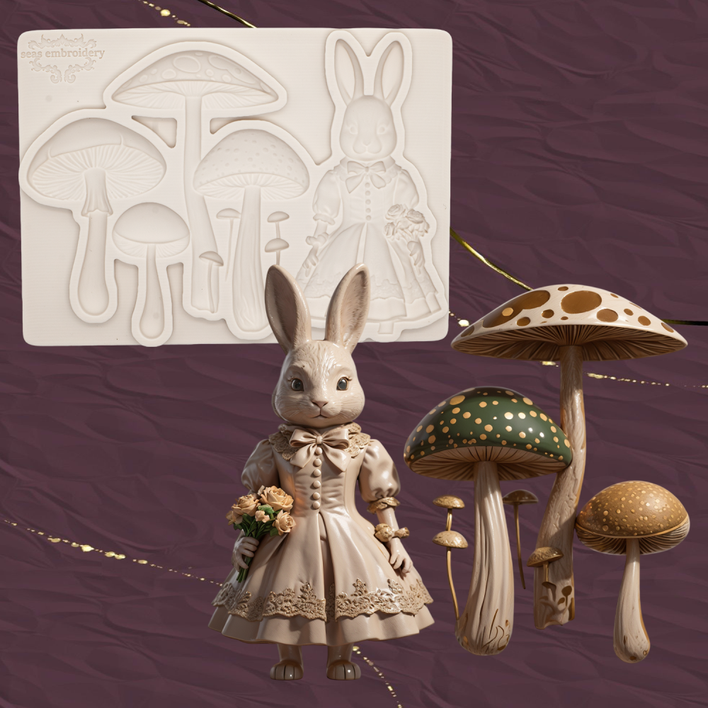 Mushroom Resin Casting Mold, Rabbit Resin Liquid Molds, Silicone Clay Beginner Mold, Simple Shape, Perfect for Craft Enthusiasts