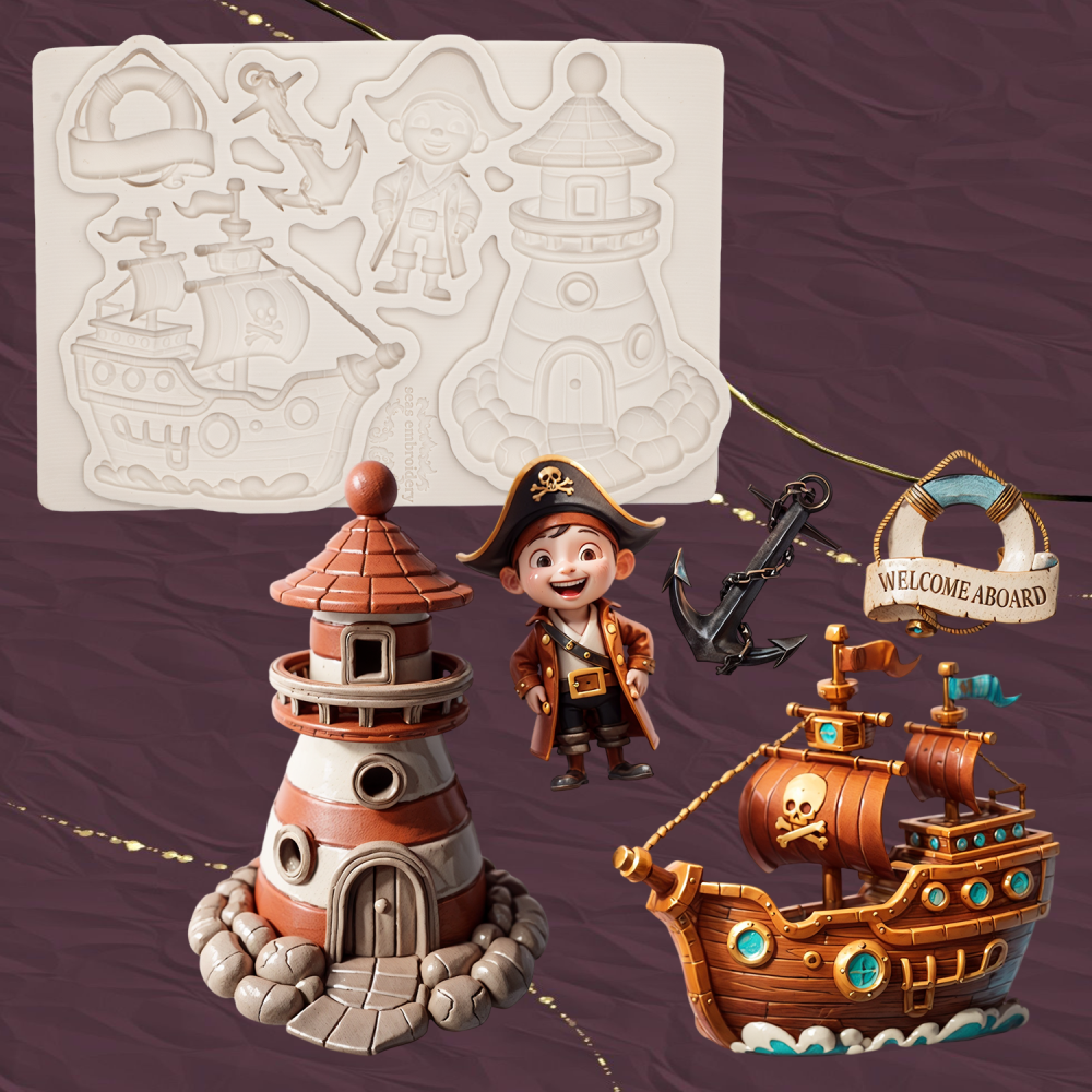 Pirate Clay Soft Silicone Mold, DIY Resin and Gypsum Crafts, Ideal for Home Decor and Gifts, Perfect for Creative Projects