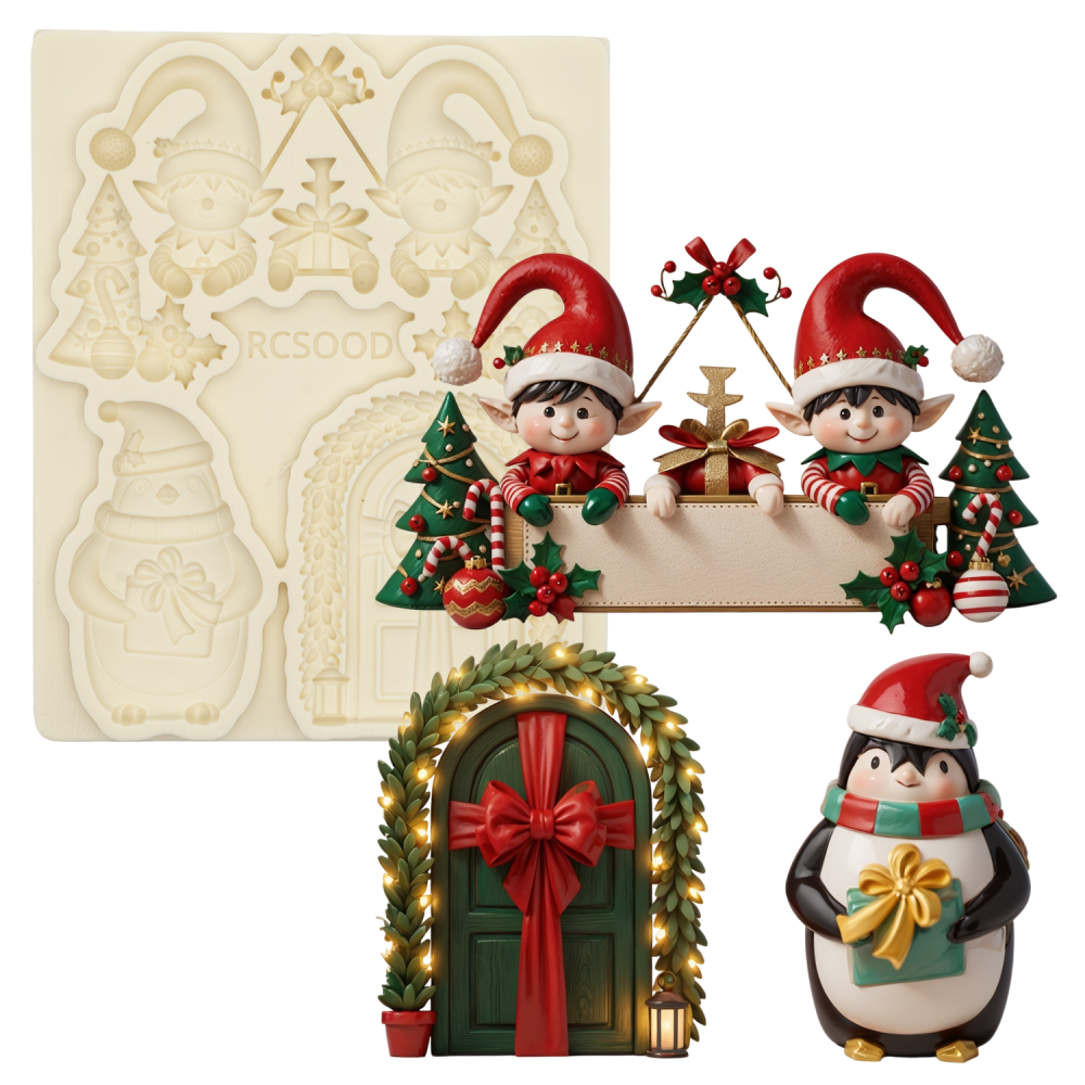 Christmas Silicone Mold, Soft Candy Cake Decoration Tool, Sugar Art Mold, Chocolate Molding DIY Resin Mold, Baking Tools