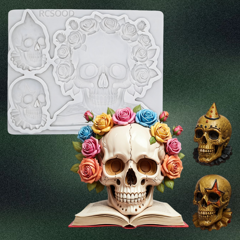 Clay Gypsum Wall Decoration Silicone Mold, Skull Candy Cake Decorating Tool, Sugar Craft Molding Baking Tool, 1 Piece