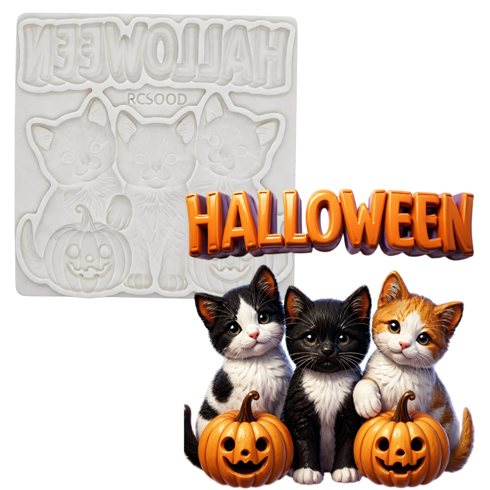 Silicone Mold for Fondant Cake Decoration, Halloween Cat Mold, DIY Craft Tool, Perfect for Baking and Crafting Projects