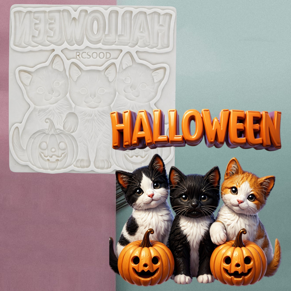 Silicone Mold for Fondant Cake Decoration, Halloween Cat Mold, DIY Craft Tool, Perfect for Baking and Crafting Projects