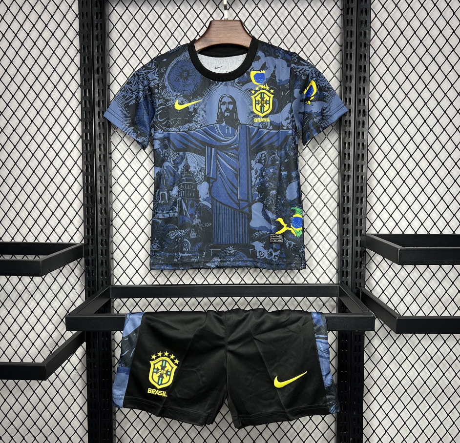 2024-2025  Brazil Kids Special Edition Football Dark Blue Jersey 1:1 China Quality