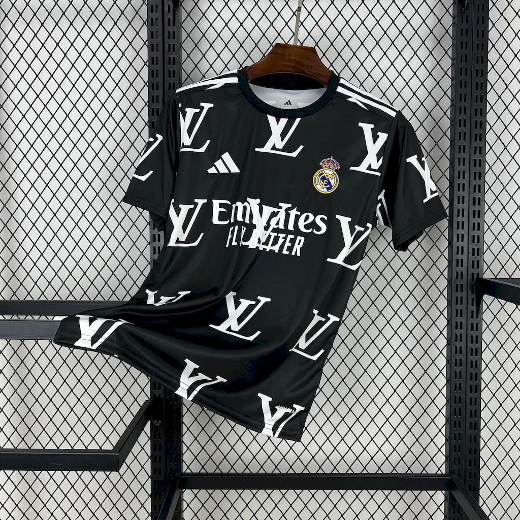 2025-2026 Real Madrid Club Football Louis Vuitton Joint Edition Black Jersey Fan edition 1:1 China Quality
