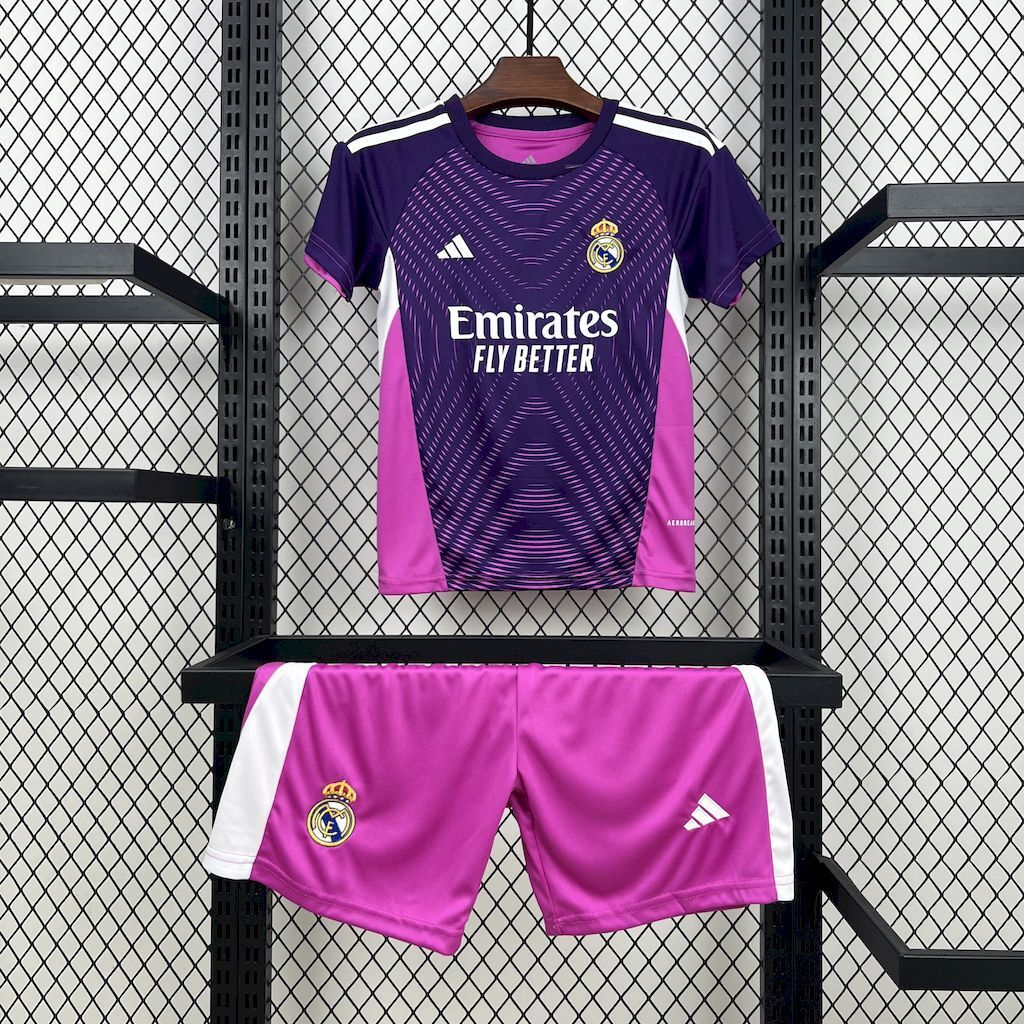 2025-2026 Real Madrid Club Football Purple goalkeeper Kids Kit 1:1 China Quality