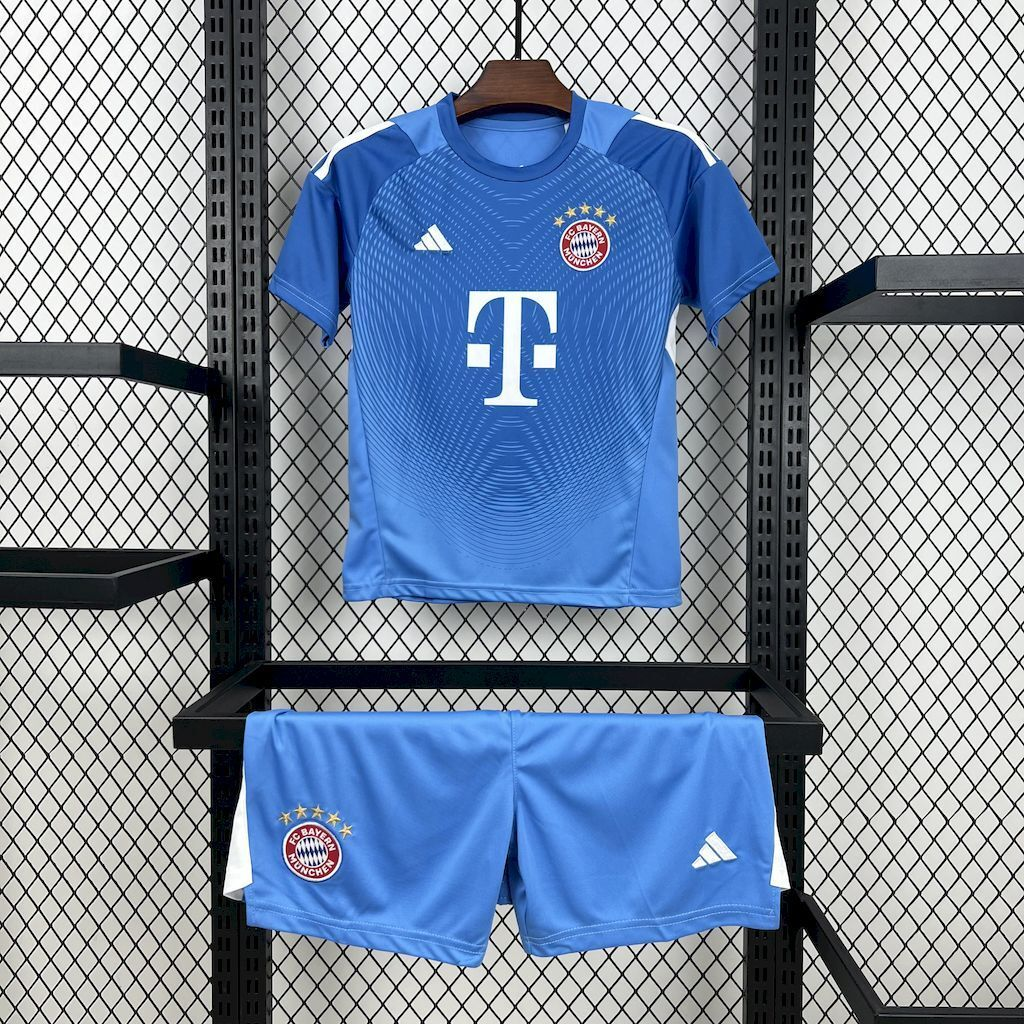 2025-2026 Bayern Munich Club Blue Goalkeeper Kids Football Jersey Fan edition 1:1 China Quality