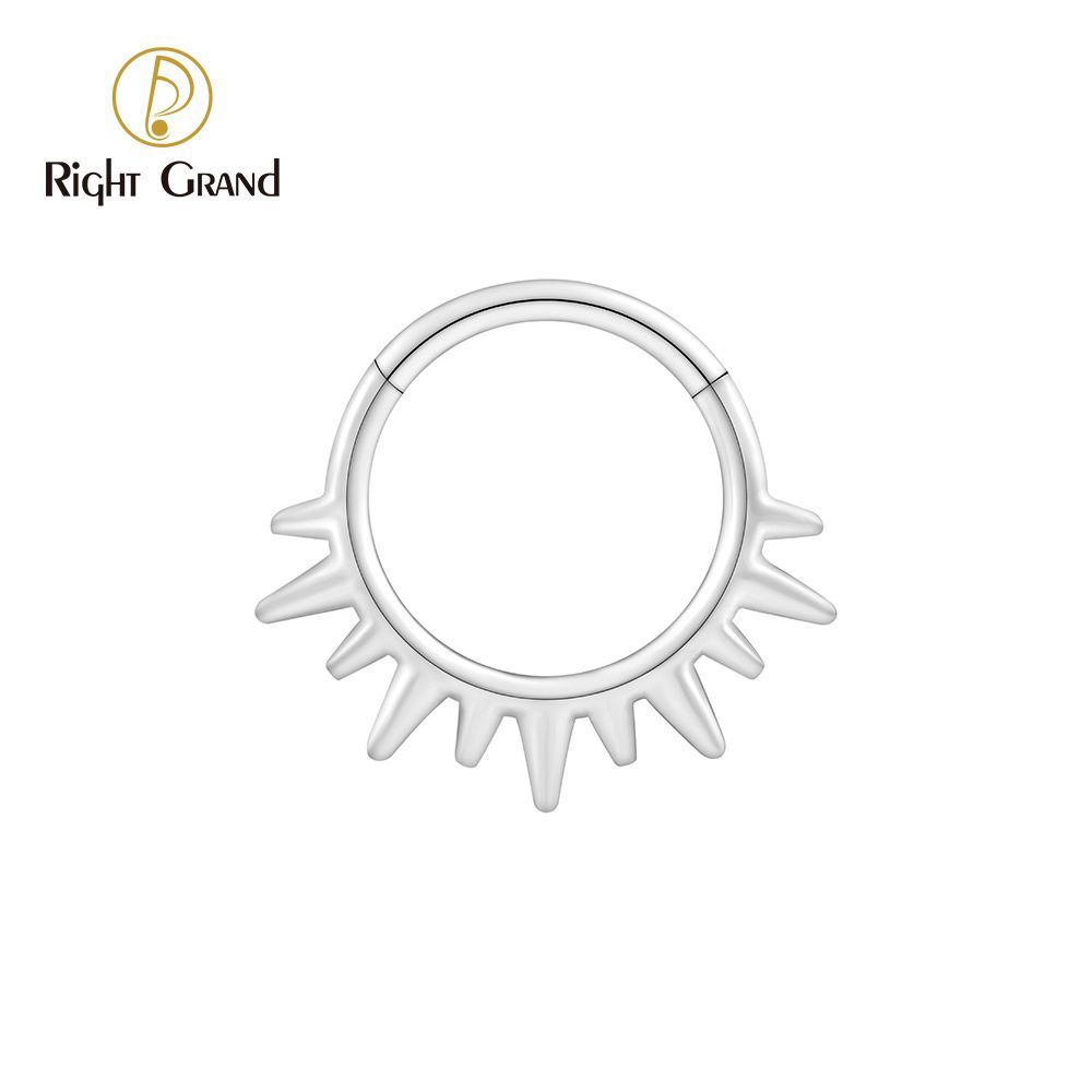 Right Grand ASTM F136 Titanium 16G Sunlight Hinged Clicker Segment Hoop Ring Daith Earring Septem Nose Piercing