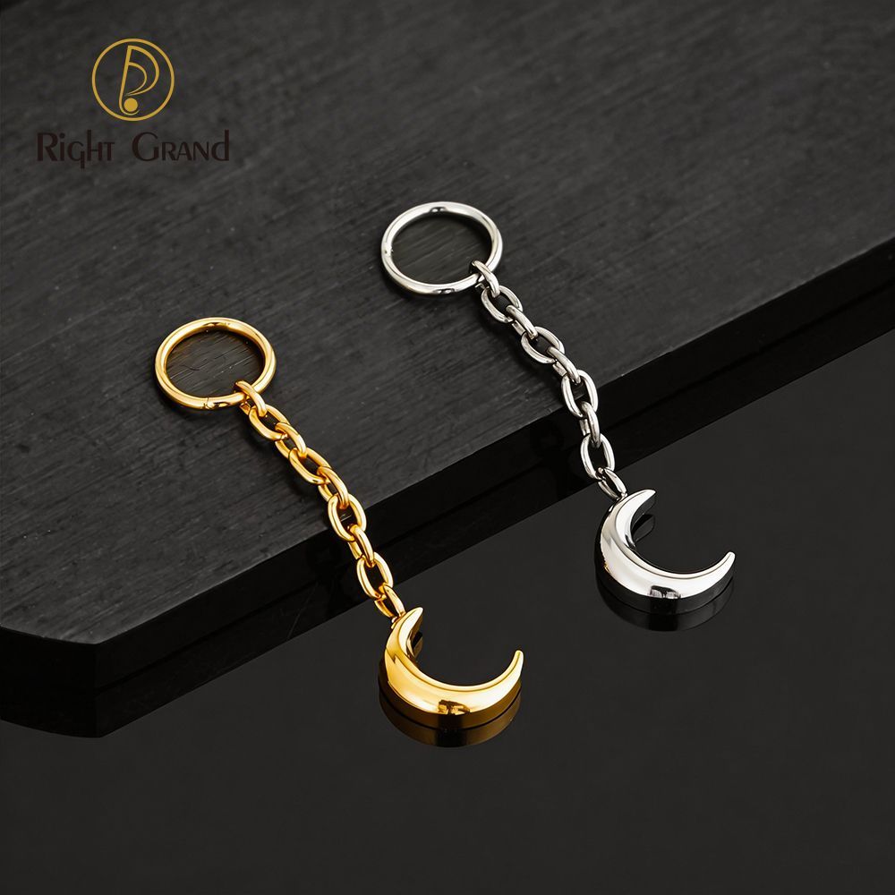 Right Grand ASTM F136 Titanium Moon Drop Ring Charm for Ear Lobe Dangle Hoop Huggie Earrings