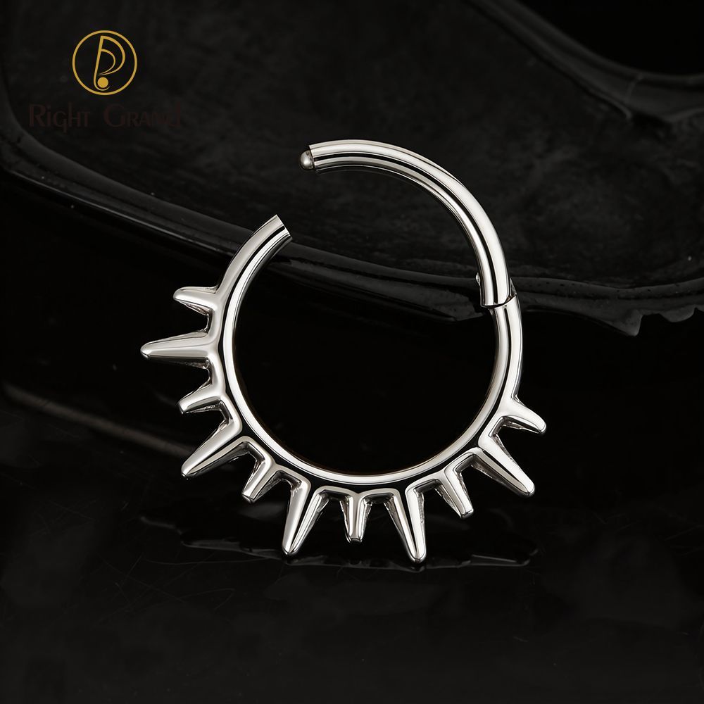 Right Grand ASTM F136 Titanium 16G Sunlight Hinged Clicker Segment Hoop Ring Daith Earring Septem Nose Piercing