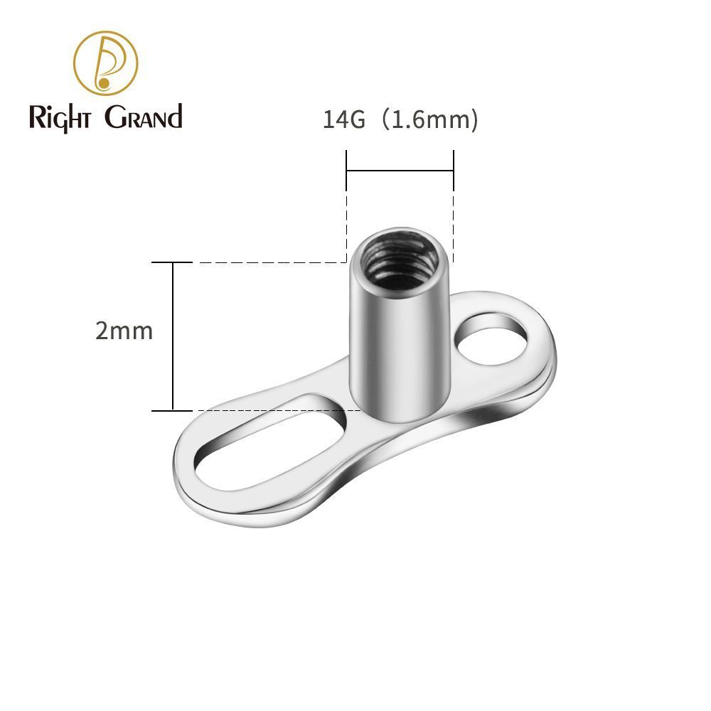 Right Grand Implant Grade ASTM F136 Titanium Mirror Polish Dermal Anchor Base