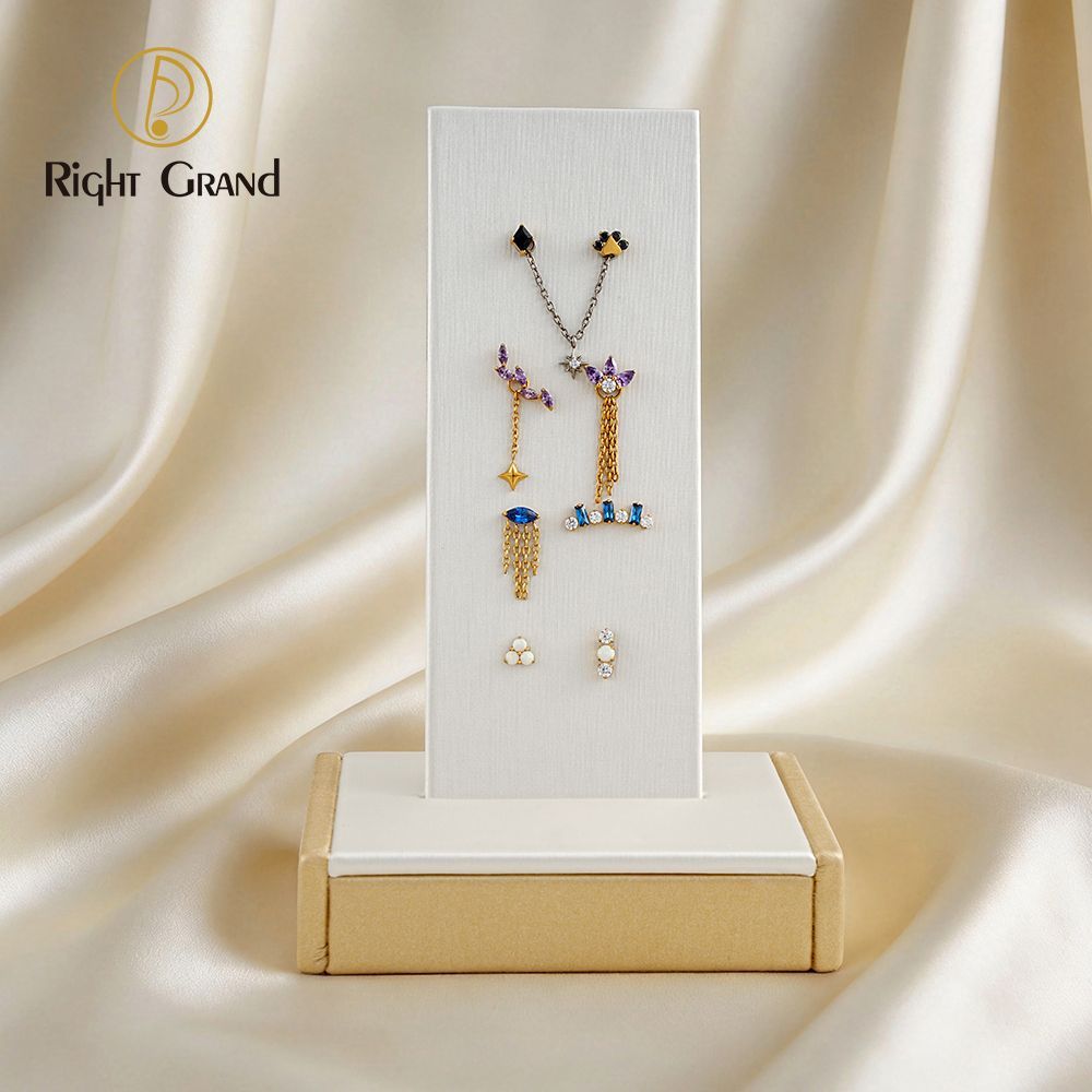 Right Grand High Quality Fiberboard Leather Rectangular Adjustable Board Display Stand for Piercing Body Jewelry Modern Display Holder with 8 Holes