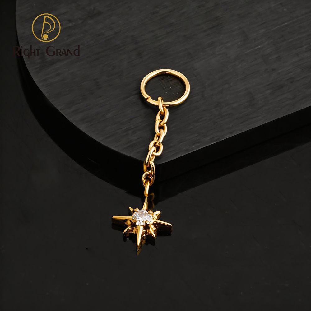 Right Grand ASTM F136 Titanium Starlight Drop Ring Charm for Ear Lobe Dangle Hoop Huggie Earrings